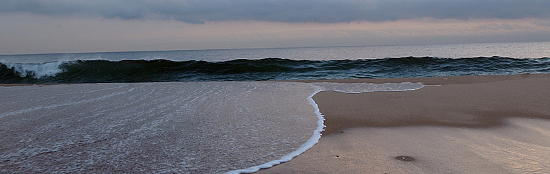 wave rolls over sandy beach